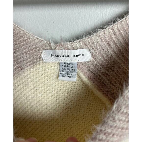 Anthropologie Jordan Colorblock Knit Poncho Sweater One Size Neutral Pink Womens - Picture 3 of 4